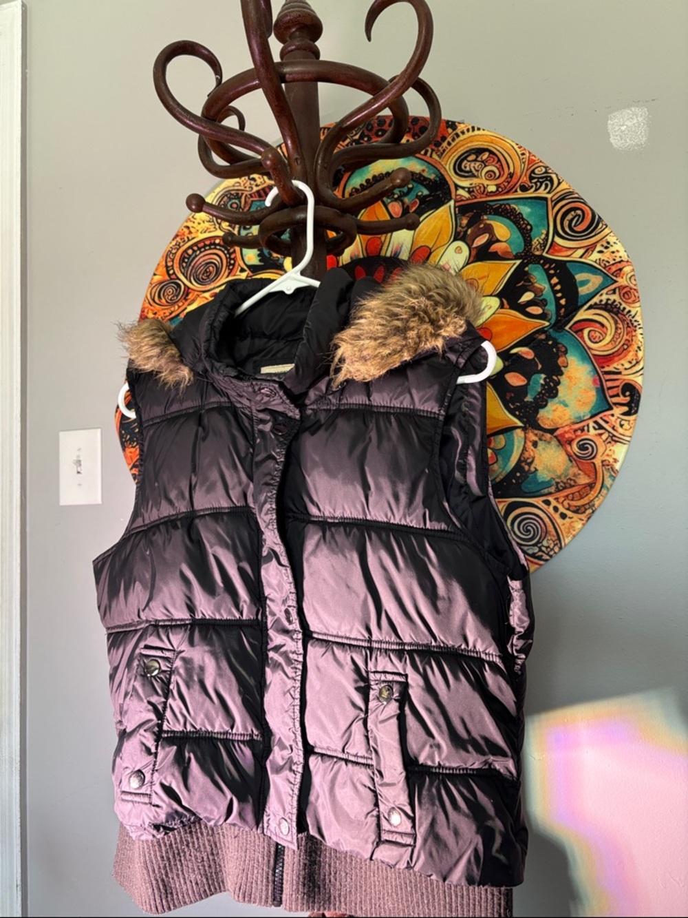 Quilted Puffer Vest,Hood,PTP 22, hood zip off